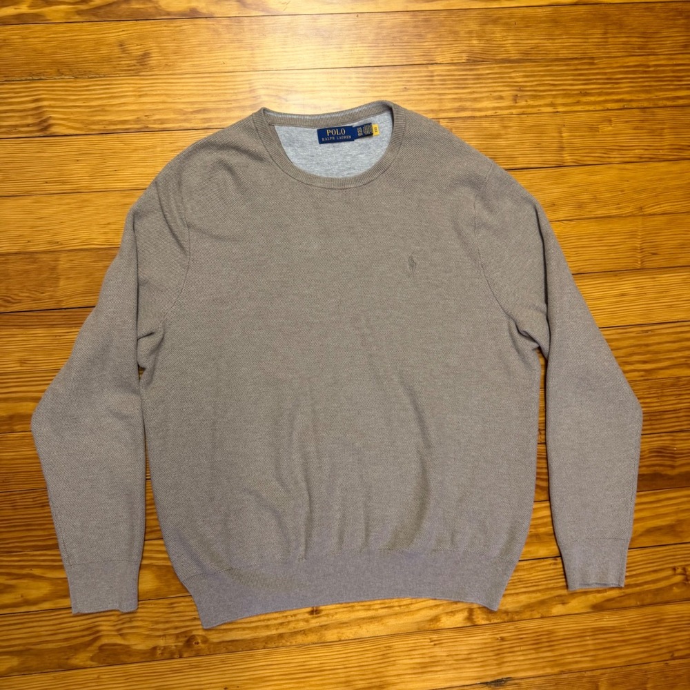 Polo Ralph Lauren Men's Mesh Textured Cotton Crewneck Sweater Brown Taupe XXL